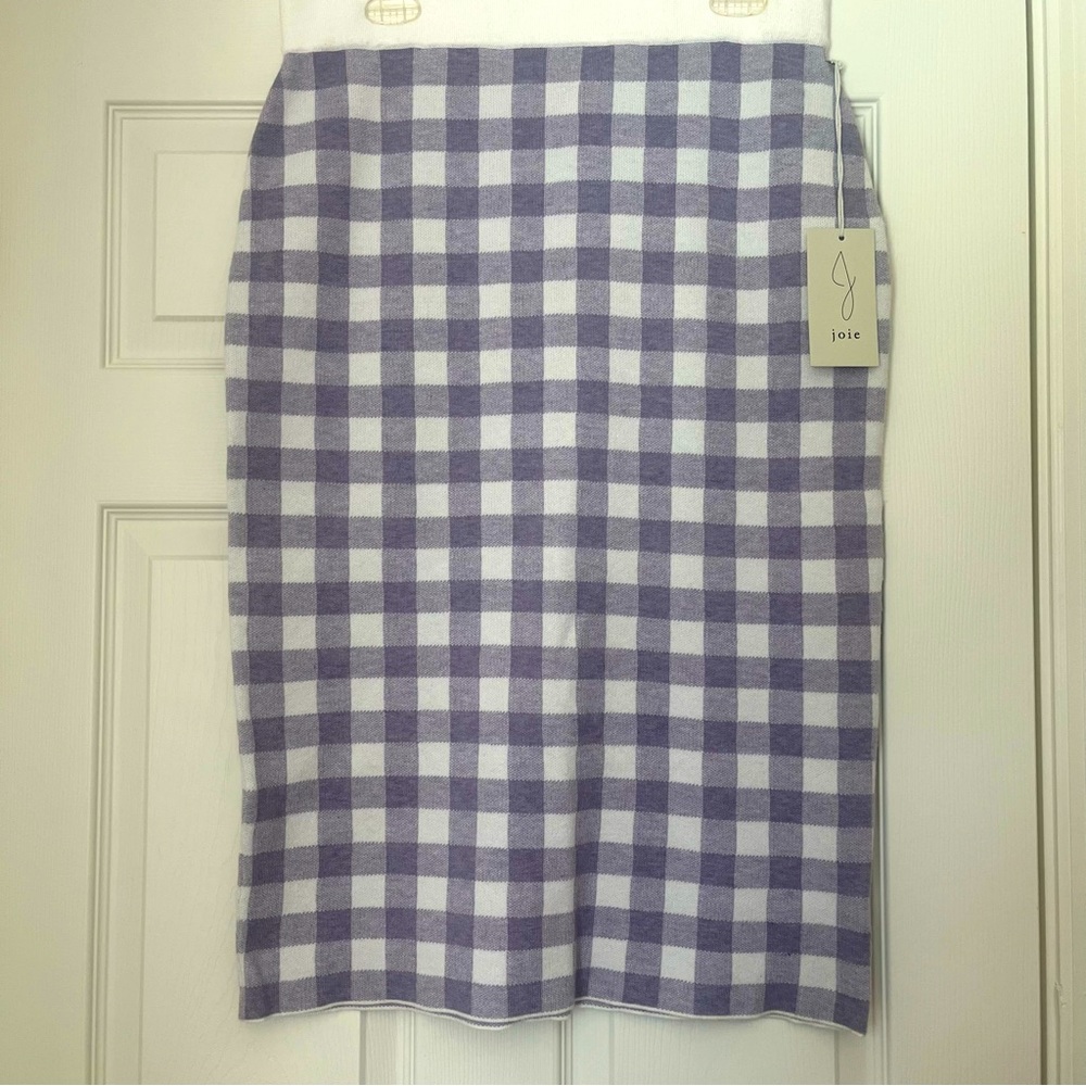 NWT Joie Gingham Skirt Lavender Purple size Large